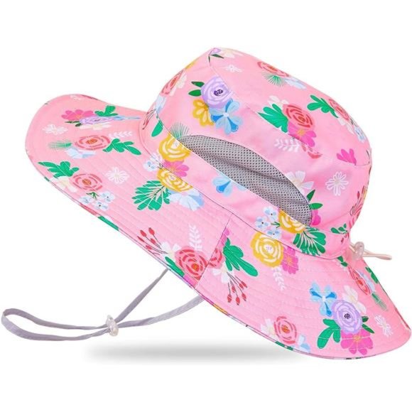 Kids Sun Hat for Girls Mesh Bucket Hat Toddler UV Protection Pink - Picture 1 of 6